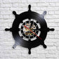 Vintage Nostalgic Art Wall Vinyl Wall Clock Yacht Ship Wheel Anchor Nautical Vinyl Record Wall Clock Home Decor
