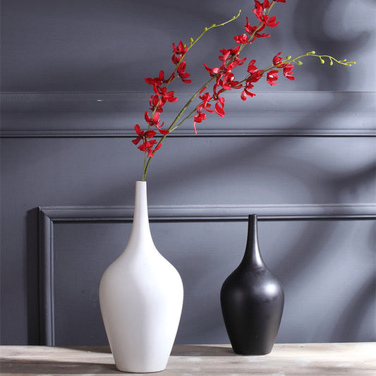 Home Desktop Flower Arrangement Decor Ceramic White Tall Vase