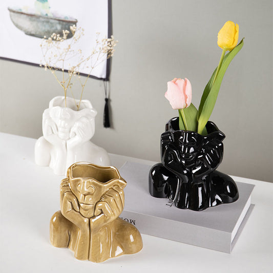 Home Decor Ceramic Vases Flower Vase  Sculpture Crafts